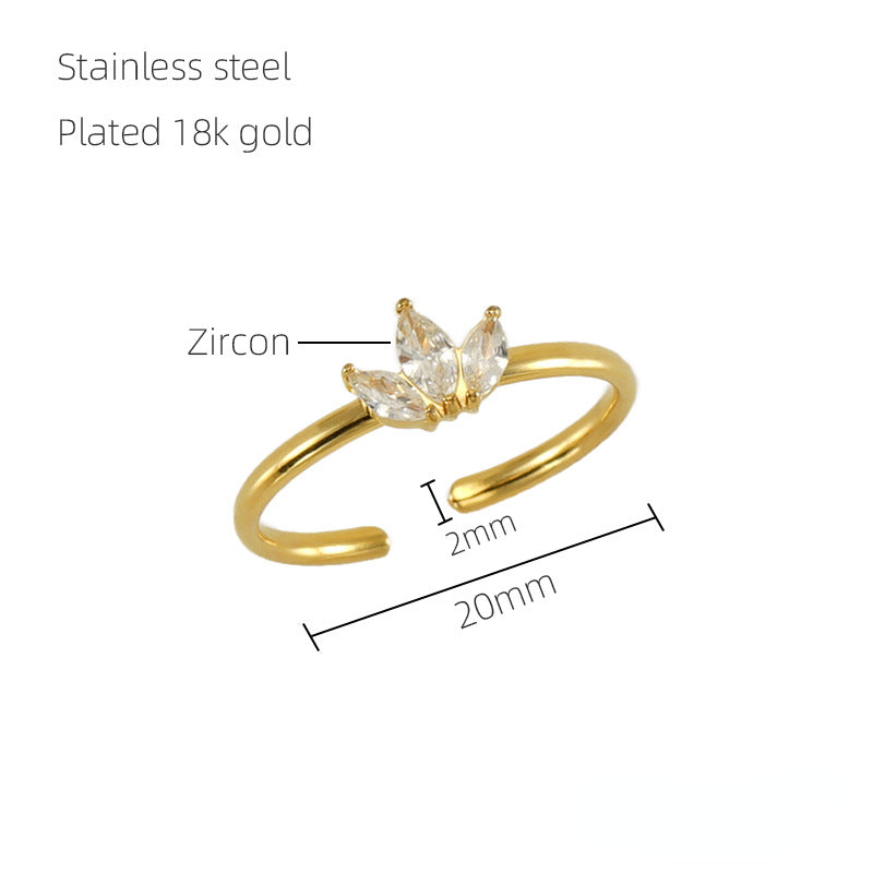 Wholesale of New Stainless Steel Inlaid Zircon Open Ring